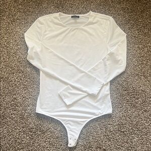 Dynamite White Long Sleeve Bodysuit